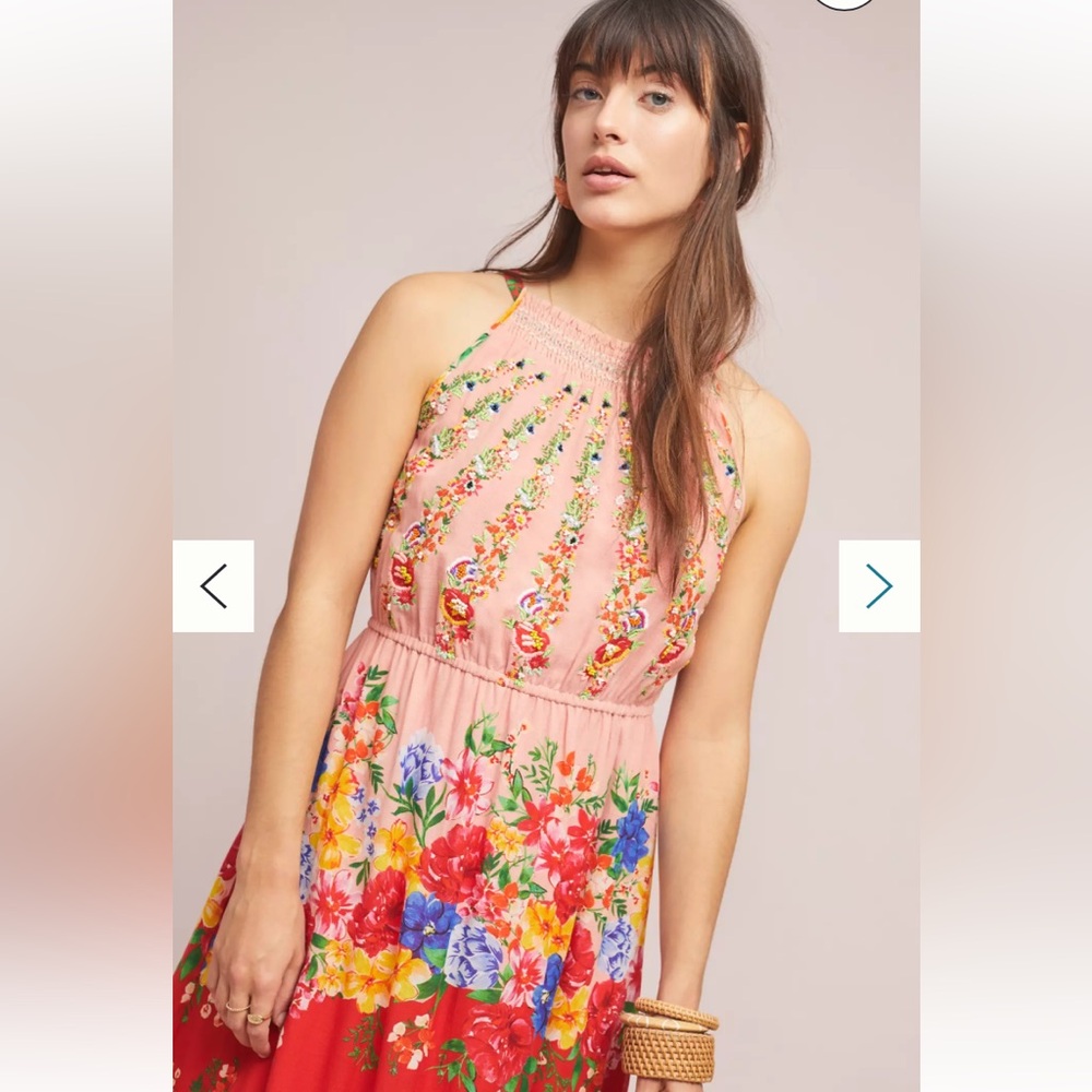 NWT Anthropologie Vineet Bahl Atacama Beaded Floral Tiered Maxi Dress 8 $290 - Picture 3 of 11